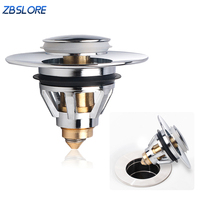 Colador de desagüe de fregadero de acero inoxidable de diseño moderno Tapón de fregadero emergente de baño con colador tipo empuje