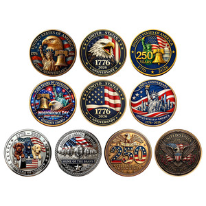 Pièce de monnaie commémorative en stock, 250e anniversaire de la Liberté, Cloche de la Liberté, Aigle chauve, peinture multicolore, artisanat, moulage métallique - Product Image 2
