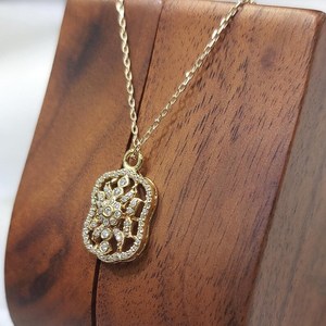 Collier pendentif fleur en diamant, collier diamant halo style vintage, pendentif floral en diamant or jaune 14 carats, cadeau pour elle - Product Image 2