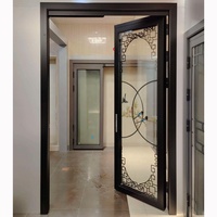 Porte coulissante et battante en verre trempé double en alliage d'aluminium moderne et durable pour la décoration de la maison, du bureau, de la salle de bain et de la chambre à coucher