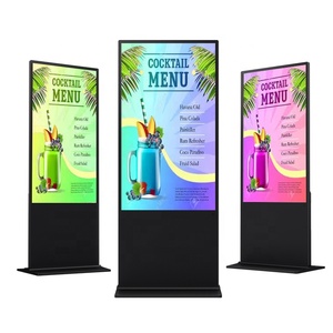 Pantalla digital táctil Full HD de 43 pulgadas y 1080p para señalización y publicidad en exteriores, con soporte de pie para interiores, para publicidad en ascensores comerciales. - Product Image 1