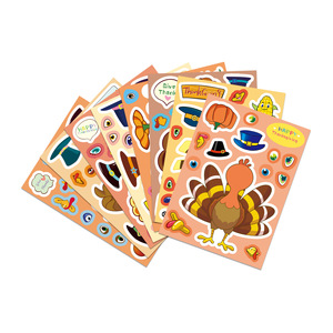 Adesivo Originale per il Gioco del Cambio Faccia della Tacchino di Ringraziamento, Adesivo Puzzle Fai-da-Te con Cartoni Animati Carini per le Festività - Product Image 4