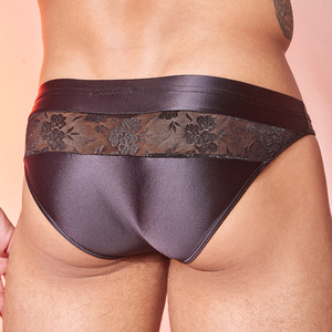 Sous-vêtements masculins en soie glacée, avec coutures brillantes et dentelle, doux pour la peau, respirants, soyeux, slips <span class=keywords><strong>mode</strong></span> taille basse et strings sexy - Product Image 3