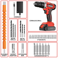 Kit de perceuse électrique sans fil 21V, 28 pièces, perceuse portable et visseuse à percussion