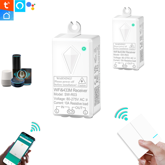 WiFi 2-Gang 10A Relay Module Waterproof Wall Mount with Timer Function Wireless Remote Kit RF433 OEM Customizable