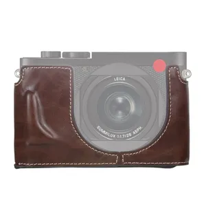 ライカQ2用卸売スレッドPUレザーカメラハーフケースベース