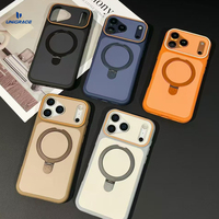 Coque de téléphone pour iPhone 16 Pro Max avec design d'appareil photo unique et béquille annulaire invisible, coques de téléphone mignonnes pour iPhone 17, coque magnétique