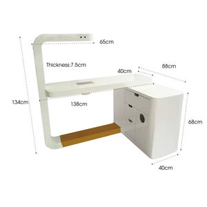 Tavolo da Manicure di Lusso Rosa in Stile Francese a Forma di L con Luce Scrivania per Unghie in Legno - Product Image 5