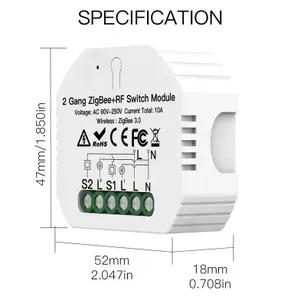 Modul sakelar WiFi + RF 2 Gang