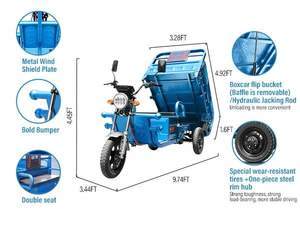Best verkochte 1000W elektrische vracht-driewieler met ruimte voor 2 passagiers, 48V gemotoriseerde driewieler, verkrijgbaar in open en gesloten uitvoeringen, te koop - Product Image 1