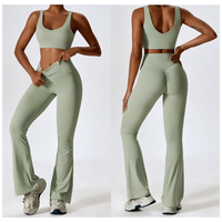 Soutien-gorge de yoga personnalisé et pantalon à jambes larges, pantalon de yoga sexy, de danse orientale avec soutien-gorge, ensemble gilet et pantalon à jambes larges pour femmes