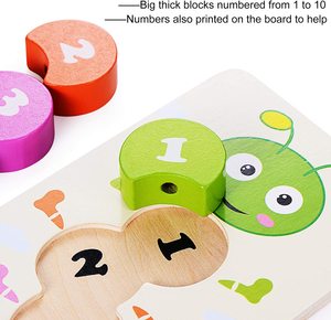 Jouets chenille pour enfants, puzzle en bois, perles numérotées de la chenille, <span class=keywords><strong>jouet</strong></span> éducatif précoce, compétences moteur fines, pour tout-petits de 2, 3 ans - Product Image 2