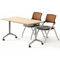 Grande table de conférence mobile ergonomique contemporaine à plateau relevable, montage facile, roulettes verrouillables, bureau de réunion inclinable pour bureau et école