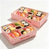 Boîte à sushi recyclable personnalisée avec logo, six compartiments pour la livraison de rouleaux de maki, emballage alimentaire pour sushi