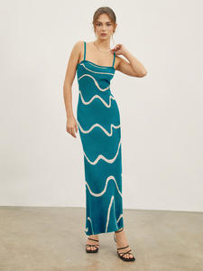 เดรสมิดิยาวรัดรูปแขนกุดถักเซ็กซี่สำหรับผู้หญิง - Product Image 3