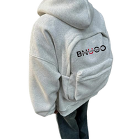 Sweat à capuche surdimensionné unisexe de haute qualité en coton doux Streetwear personnalisé Boxy Sweat à capuche avec sac à dos zippé