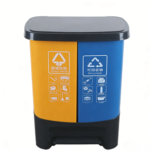 Promotion Petit <span class=keywords><strong>Double</strong></span> Département HDPE En Plastique Pédale <span class=keywords><strong>Poubelle</strong></span> <span class=keywords><strong>Double</strong></span> Panier Déchets Recyclable <span class=keywords><strong>Poubelle</strong></span> Bacs De Recyclage - Product Image 2