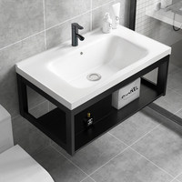 Ensemble de meuble-lavabo mural en aluminium pour petits appartements, avec vasque en céramique pour usage domestique
