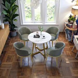 Ensemble Table et Chaises de <span class=keywords><strong>Salle</strong></span> <span class=keywords><strong>à</strong></span> <span class=keywords><strong>Manger</strong></span> Style Italien Luxe Léger Design Moderne Simple pour Maison Bureau <span class=keywords><strong>Salon</strong></span> Réception Décontractée en Métal pour Petits Espaces - Product Image 6