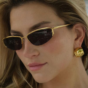 أقراط J&D Jewelry مطلية بالذهب عيار 18 قيراط من الفولاذ المقاوم للصدأ كبيرة وعريضة حلق <span class=keywords><strong>CC</strong></span> للنساء - Product Image 1