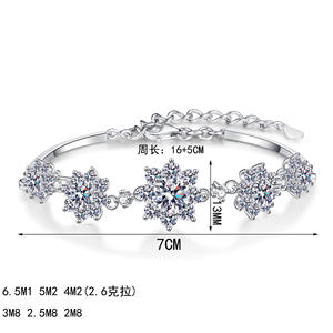 Dropshipping 0.26ct S925 Sterling <b>Silver</b> Moissanite Bracelet for <b>Women</b> New Trendy Snowflake High Fashion Gold Holiday Gift - Product Image 5