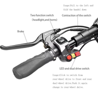 Trottinette électrique tout-terrain à trois roues de 10 pouces, accélération à double moteur, pliable, étanche, autonomie de 60 km, capacité de 150 kg, 500 W, 50 km/h