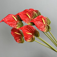 Rangkaian Bunga Anthurium PU Besar Warna Merah Laris Manis - Ringan untuk Natal, Imlek & Kembali ke Sekolah
