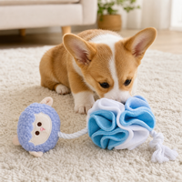 Jouet pour chien en peluche mouton mignon avec couineur, jouet à mâcher rembourré avec longue corde pour chiens de petite et moyenne taille