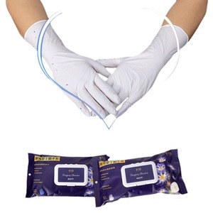 Gants en nitrile Dingjing Shouhao, épaissis, imperméables, pour la vaisselle, sans poudre, couleur unie, 23-29 cm - Product Image 1