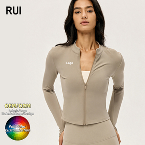 RUIQUWIN OEM High Quality Women's Fleece <b>Yoga</b> <b>Jacket</b> Zip up Slim Fit Winter Long Sleeve Fitness Gym Top Activewear - Product Image 1