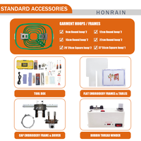 HONRAIN Nouvelle Machine à Broder Informatisée Monotête 15 Aiguilles Haute Vitesse 1200 tr/min pour Usage Domestique, Broderie de Vêtements et Casquettes, Ateliers d'Impression