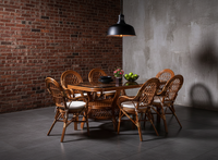 Ensemble de salle à manger en rotin JAVA fait main, design moderne, table longue, mobilier de villa, non pliable, CV.Craftindo