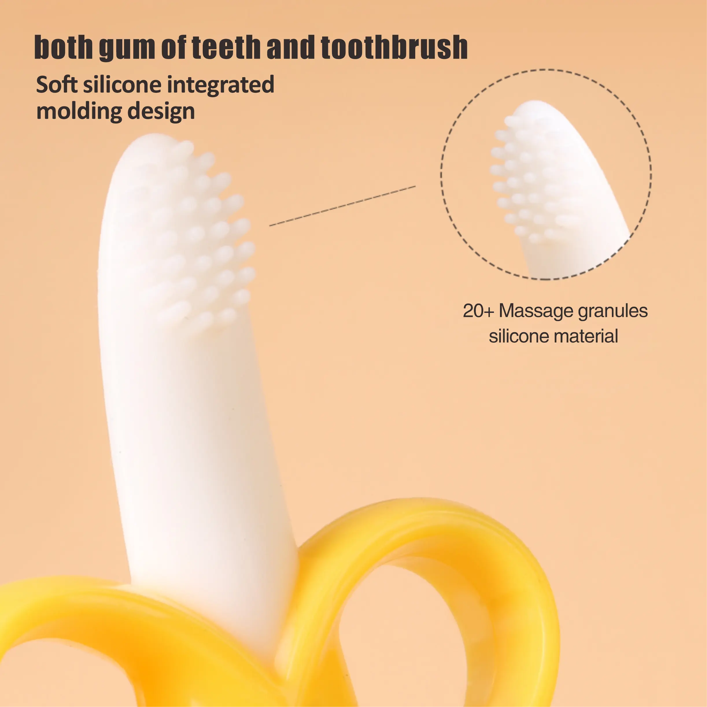 2023 Silikon Banane Baby Beißring & Zahnbürste mit Saugnapf zum Schleifen und Bürsten von Baby zähnen