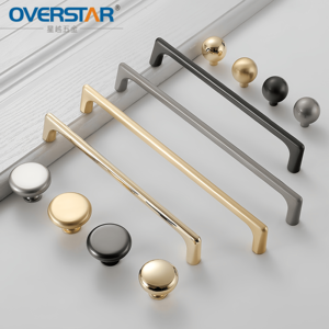 Moderne Luxus-Goldgriffe für Schränke, 96mm bis 224mm Lang, Schubladengriffe und Knöpfe für Küche, Schlafzimmer, Kleiderschrank, Möbelbeschläge - Product Image 1