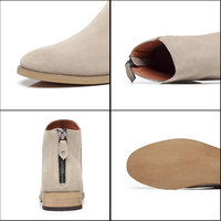 37-44 grande Taille Hommes Femmes En Cuir Véritable Bottes Chelsea Daim Fermeture À Glissière Bottes Décontractées H081