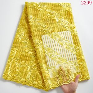 Tissus en Dentelle Bon Marché 5 Yards Tissu en Dentelle Nette <span class=keywords><strong>Français</strong></span> Africain avec Perles et Pierres Tissus de Mariée Nigériens pour Femmes 2299 - Product Image 4