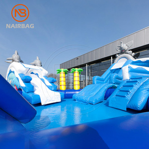 Parc aquatique gonflable terrestre Dauphin Éléphant Thème <span class=keywords><strong>Waterworld</strong></span> Toboggan aquatique avec piscine Combo Parcs d'attractions gonflables - Product Image 4
