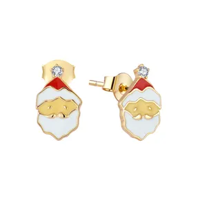 Gli orecchini di natale di lusso YL placcati in oro 18 carati aggiungono orecchini di gioielleria raffinata in argento 925 con rivestimento elettronico per le donne