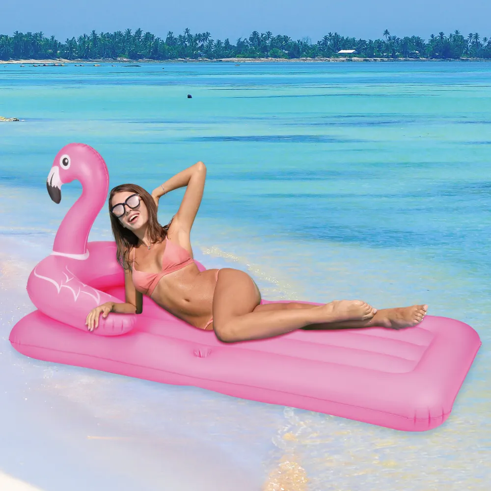 Hot sale custom PVC flamingo float pink beautiful pool beach water play equipment inflatable floating bed