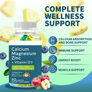 Gummies naturels à faible teneur en sucre, calcium, magnésium, <span class=keywords><strong>zinc</strong></span> et D3 pour adultes – Soutien nutritionnel quotidien et santé – Fabricant OEM/ODM certifié GMP - Product Image 3