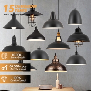 Lampe suspendue rétro nordique moderne, luminaire suspendu vintage en fer industriel avec <span class=keywords><strong>ampoule</strong></span> E27 - Product Image 1