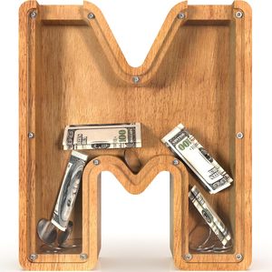Hucha grande <span class=keywords><strong>de</strong></span> madera personalizada con letras <span class=keywords><strong>y</strong></span> diseño recortado, caja <span class=keywords><strong>de</strong></span> <span class=keywords><strong>ahorro</strong></span> <span class=keywords><strong>de</strong></span> dinero con letras del alfabeto - Product Image 2