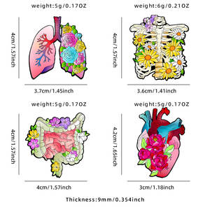 Broches de metal esmaltado personalizados al por mayor, con diseño anatómico y botánico, de arte floral para conjuntos de regalo y atuendos diarios, en stock - Product Image 2