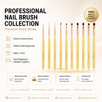 Ensemble de 10 pinceaux à ongles personnalisables avec logo, manche en bois, poils en nylon, pour dégradé et motifs floraux, idéal pour les salons de manucure – Facile à utiliser pour les débutants