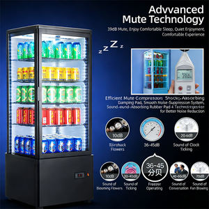 Réfrigérateur commercial <span class=keywords><strong>vertical</strong></span> à 4 faces vitrées, à température unique, avec ventilateur et dégivrage automatique, pour la présentation de boissons gazeuses, à température constante - Product Image 1