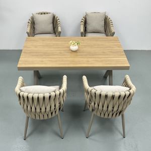 आधुनिक आउटडोर प्लास्टिक लकड़ी टेबल सेट रेस्तरां कुर्सी फर्नीचर वर्ग गोल टेबल कॉफी फ्रेंच बिस्ट्रो कुर्सी - Product Image 5