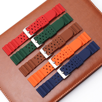 Bracelet de montre intelligente en caoutchouc perforé, personnalisé, luxueux, souple, imperméable, avec boucle à ardillon, à libération rapide, pour le sport et la plongée, 20 mm, de remplacement