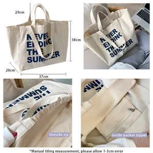 Customized Foldable Large Capacity Casual Cotton Canvas Shopping Tote Bag Oversized Canvas Cotton Bag