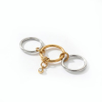 Bagues empilables multi-cercles entrelacées avec mini-breloques en zircon cubique, en acier inoxydable plaqué or 18 carats, bijoux modernes pour femmes