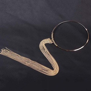 Collier long à pampilles dorées de style euro-américain, élégant et polyvalent, accessoire de mariage pour femme, collier audacieux pour soirée et bal - Product Image 4